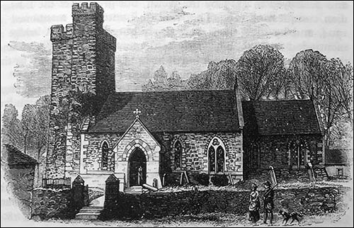 Old drawing of Llanddowror church